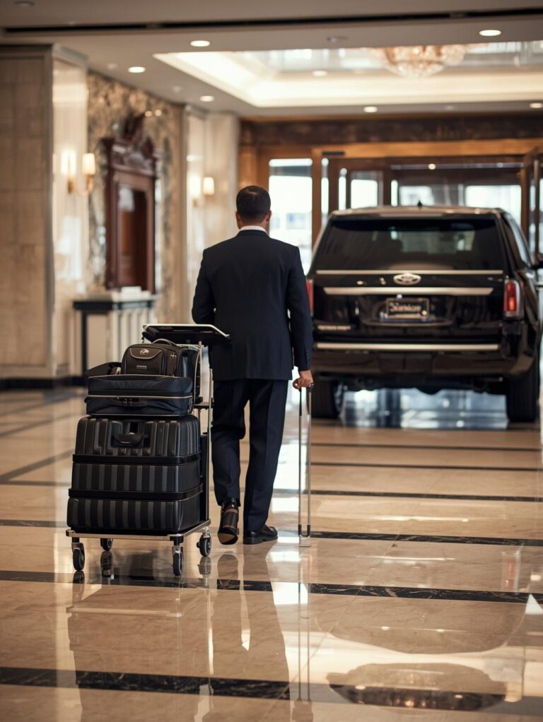 Chauffeur holding meet-and-greet sign at airport for Montgomery County traveler.