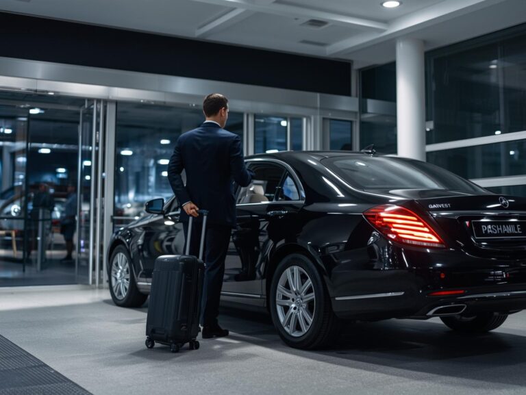 Chauffeur assisting traveler with luggage at Philadelphia International Airport.