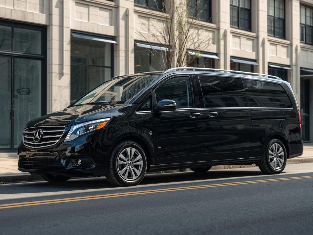 Luxury event transportation vehicle parked in Levittown, ready for guests.