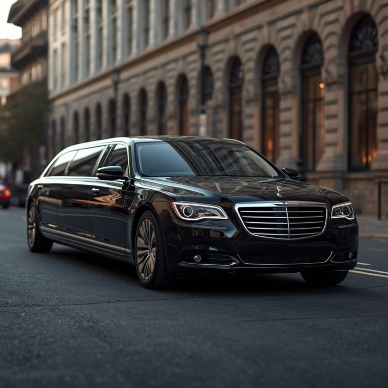 Elegant white limousine with chauffeur assisting passengers in Delaware County.