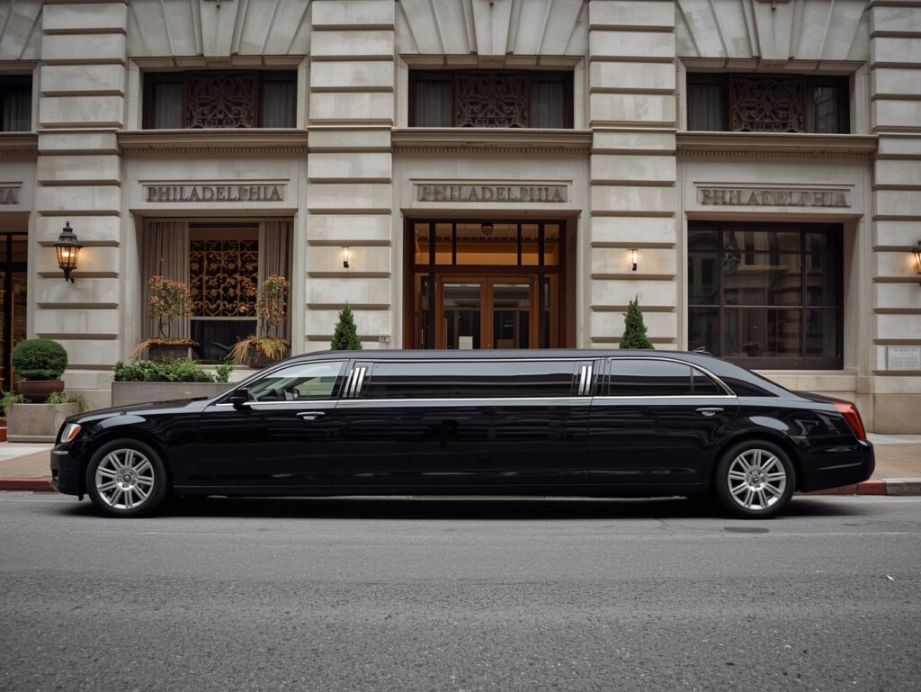 High-class luxury SUV with tinted windows ready for VIP transportation in Philadelphia.